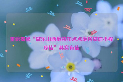 重磅揭秘“微乐山西麻将扣点点麻将微信小程序挂”其实有挂