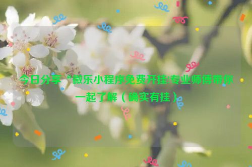 今日分享“微乐小程序免费开挂!专业师傅带你一起了解（确实有挂）