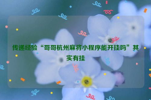 传递经验“哥哥杭州麻将小程序能开挂吗”其实有挂