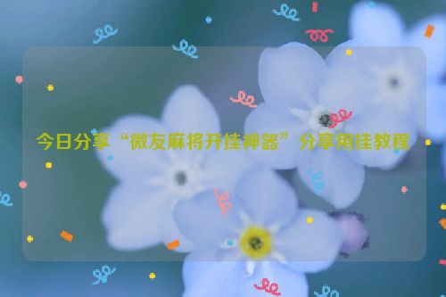 今日分享“微友麻将开挂神器”分享用挂教程