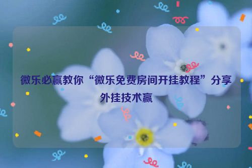 微乐必赢教你“微乐免费房间开挂教程”分享外挂技术赢