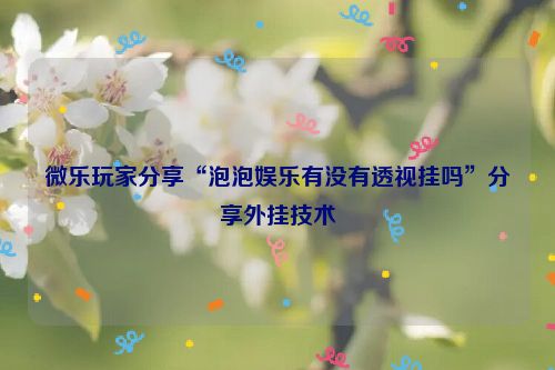 微乐玩家分享“泡泡娱乐有没有透视挂吗”分享外挂技术
