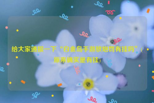 给大家通报一下“白金岛手游放炮罚有挂吗”(原来确实是有挂)