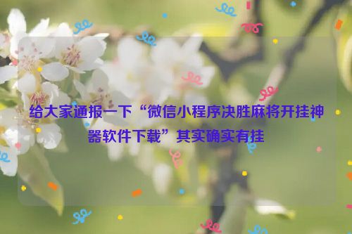 给大家通报一下“微信小程序决胜麻将开挂神器软件下载”其实确实有挂