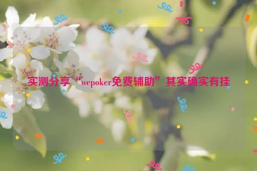 实测分享“wepoker免费辅助”其实确实有挂