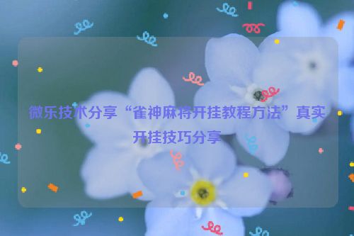 微乐技术分享“雀神麻将开挂教程方法”真实开挂技巧分享