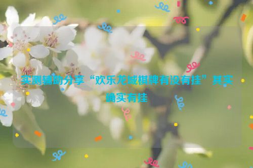 实测辅助分享“欢乐龙城棋牌有没有挂”其实确实有挂
