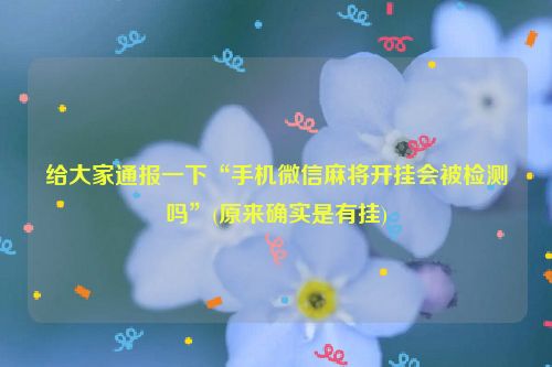 给大家通报一下“手机微信麻将开挂会被检测吗”(原来确实是有挂)
