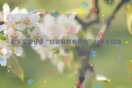 微乐实测分享“好彩麻将有挂吗”分享外挂技术
