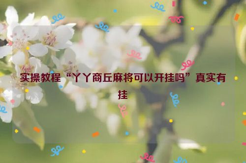 实操教程“丫丫商丘麻将可以开挂吗”真实有挂