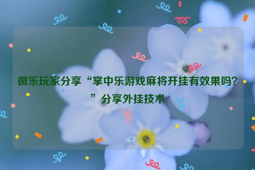 微乐玩家分享“掌中乐游戏麻将开挂有效果吗？”分享外挂技术